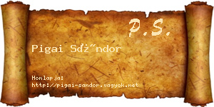 Pigai Sándor névjegykártya